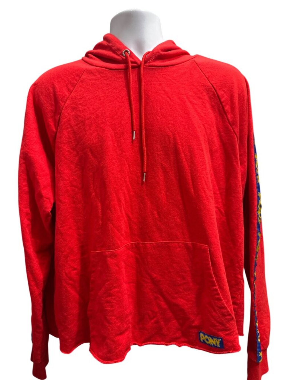Forever 21 Plus 2X Red Hoodie Pony Tape Sleeve Raw Hem Streetwear Oversized Look - Picture 2 of 12